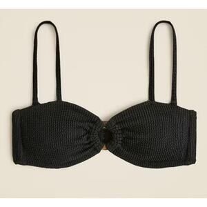 NWT J.Crew Black Scrunchie Heritage Bikini Top O Ring Bandeau Women's 2X Sexy